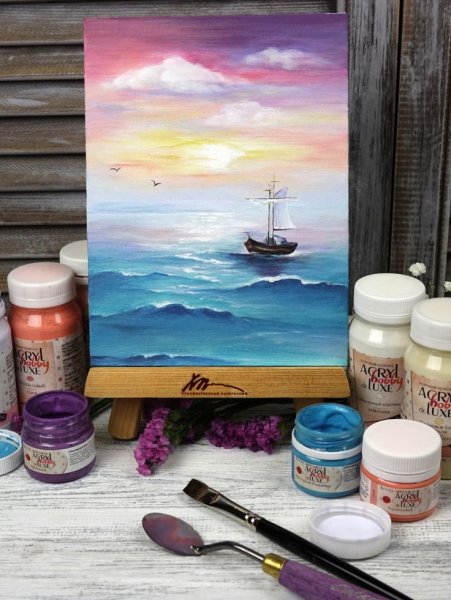 Морской пейзаж акриловыми красками