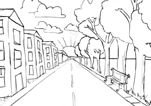Эскиз городского пейзажа