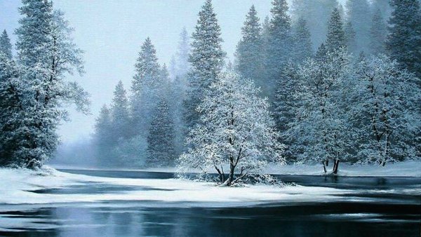 Зимняя речка в живописи