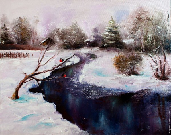 Картины Александра Южакова зимний пейзаж
