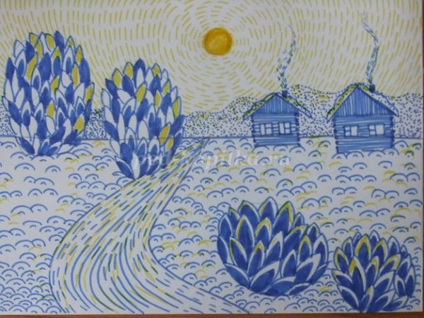 Зима фломастерами рисование