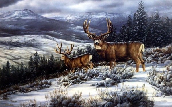 Пейзаж с оленем