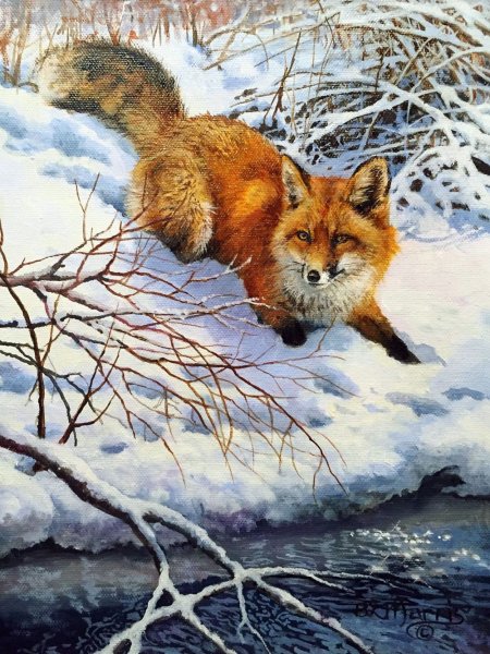 Зимний пейзаж с оленем