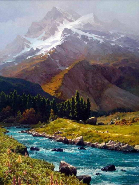 Горный пейзаж Боб Росс