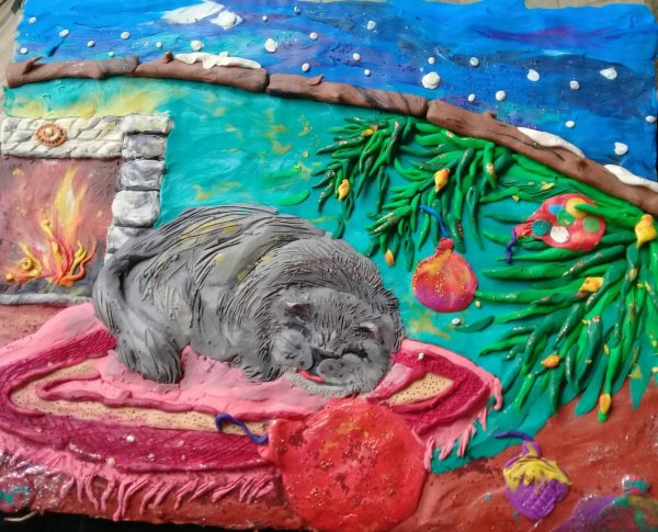 Зимний пейзаж из пластилина