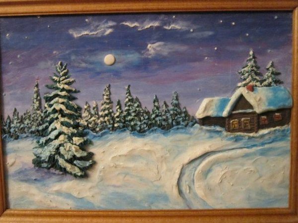 Пластилинография зимний пейзаж