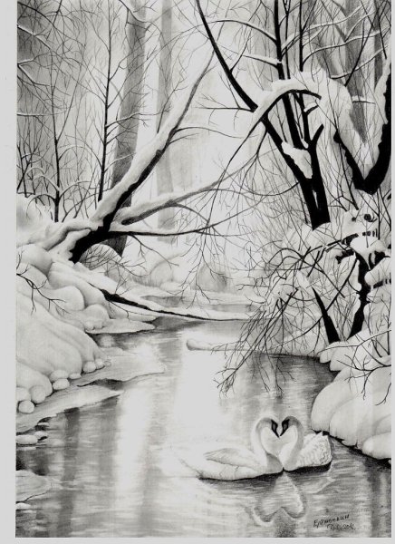 Пейзаж карандашом