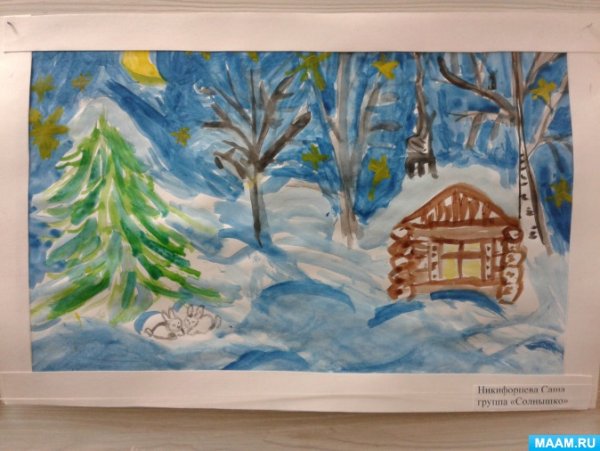 Рисование в детском саду зимний пейзаж