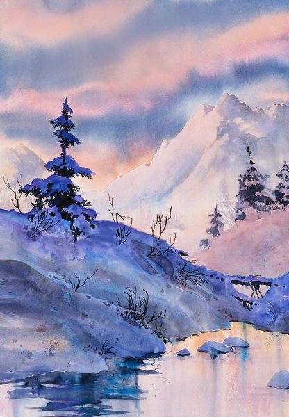 Рисование зимний пейзаж