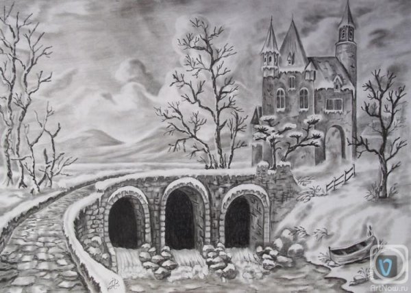 Зимний рисунок карандашом