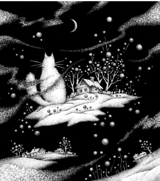 Черно-белая Графика зима