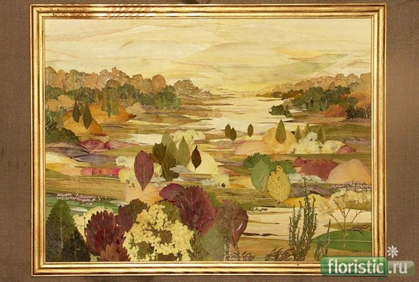 Картины пейзажи из засушенных растений в Японии