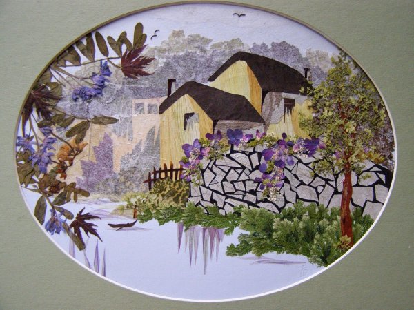 Картины пейзажи из засушенных растений в Японии