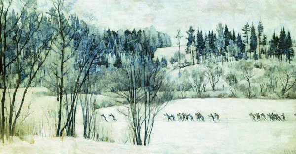 Константин Юон. Зима. Мостик. 1914.