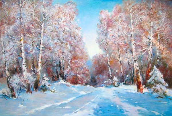 Юлий Юльевич Клевер зимний закат в еловом лесу 1889