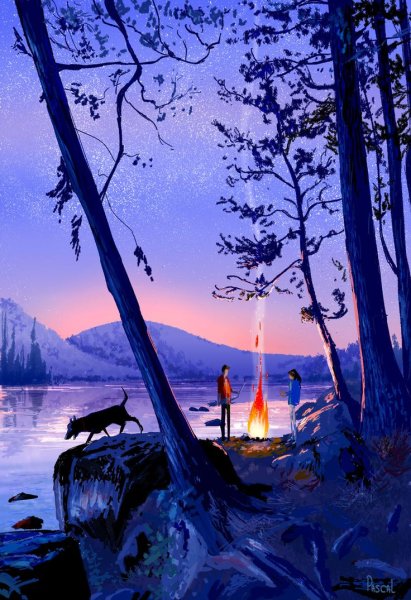 Картина костер в ночи