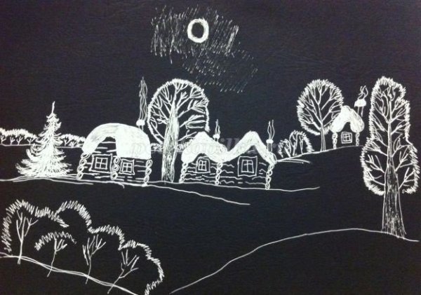 Граттаж черно белый