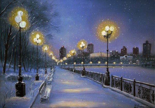 Картина маслом Нью Йорк централ парк