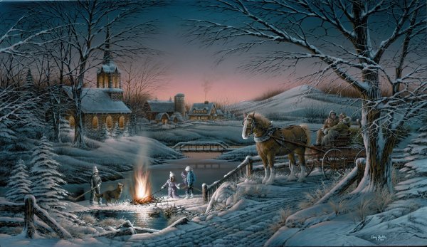 Ночь Луна снег