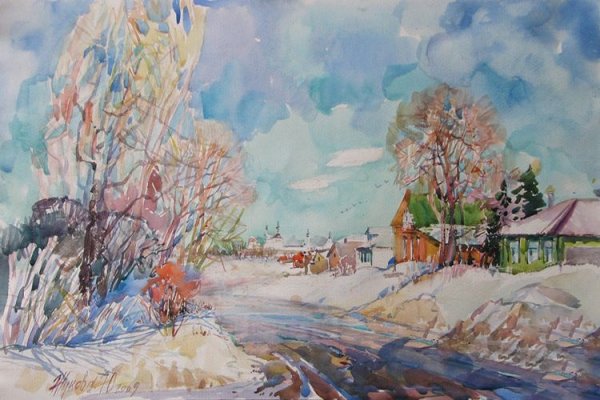 Зимние пейзажи в современной живописи гуашь