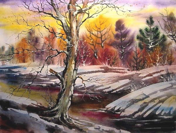 Зима гуашью