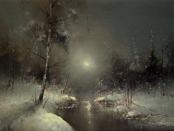 Снежная ночь живопись