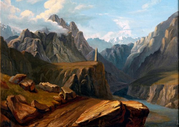 Картина Лермонтова кавказский вид близ селения Сиони