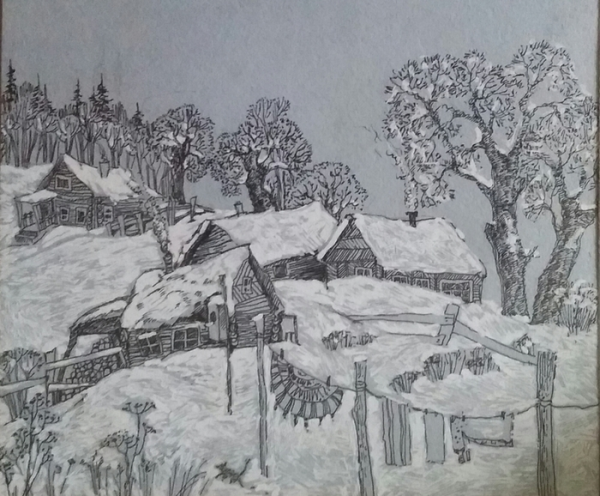 Зимнийпейзаж в крафике