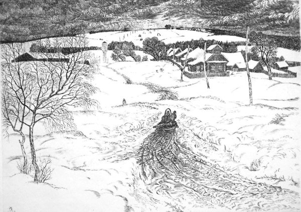 Зимний пейзаж Графика