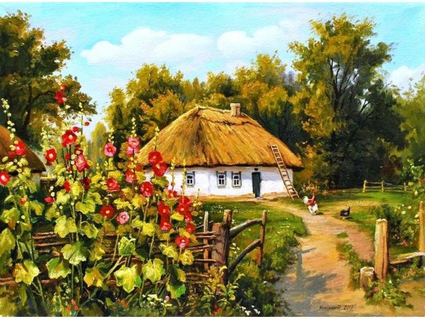 Влади́мир Его́рович Мако́вский украинский пейзаж с Хатами