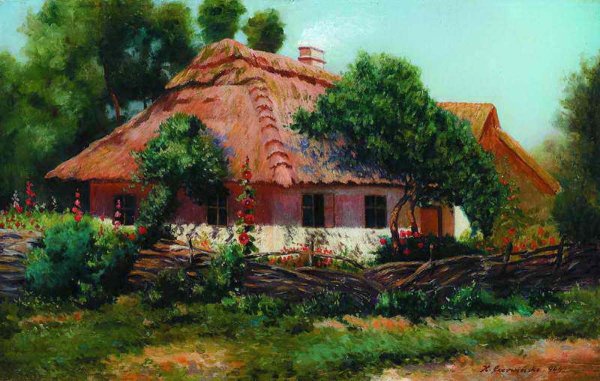 Маковский украинский пейзаж с Хатами