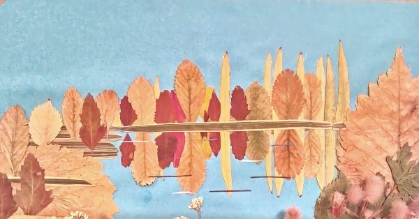 Аппликация из листьев пейзаж