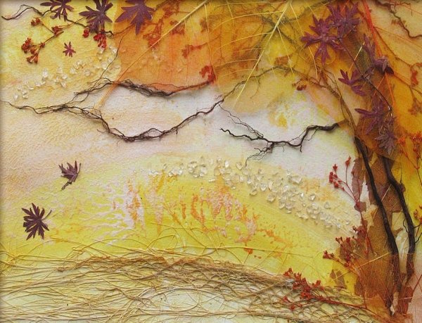 Панно из скелетированных листьев