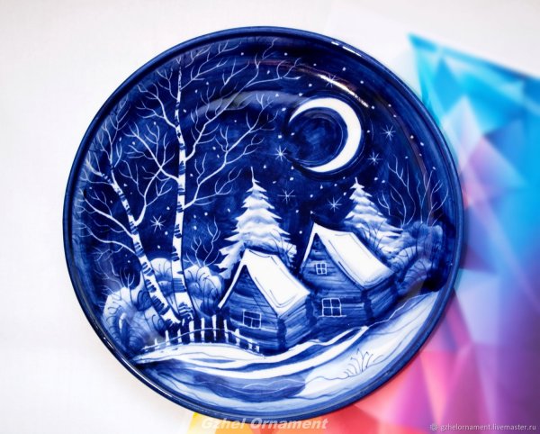 Новогодний пейзаж Гжель