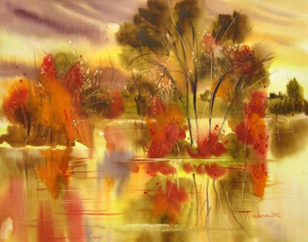 Венета Дочева художник , картины -осенние пейзажи