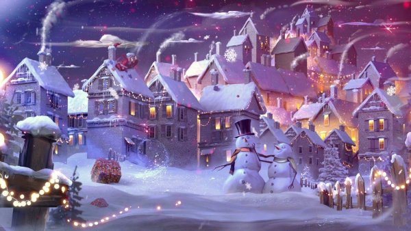 Новогодний пейзаж города