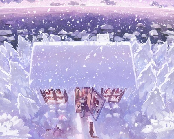 Аниме фон зима