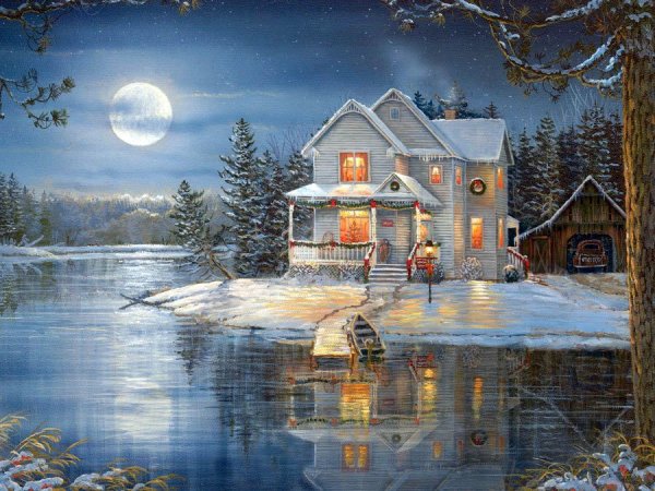 Сказочный домик в зимнем лесу