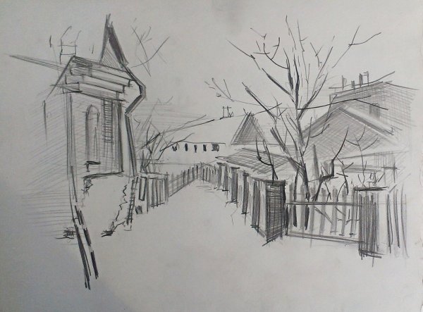 Ранняя Весна в городе акварель