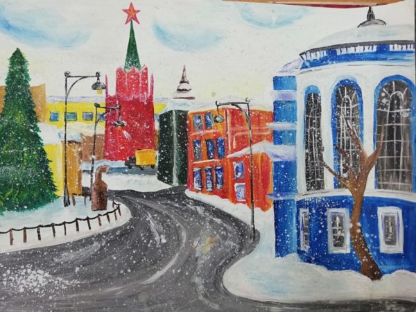 Зимний городской пейзаж легко