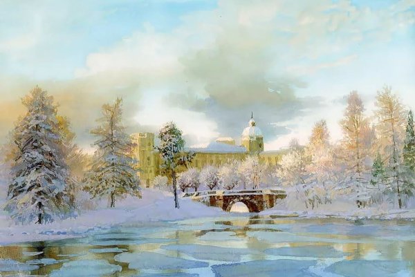 Баренд Корнелис Куккук зимний пейзаж