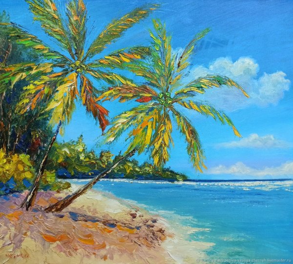 Живопись море пальмы