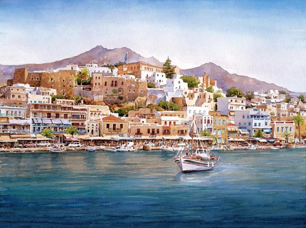 Греческий дворик Корфу Крит живопись