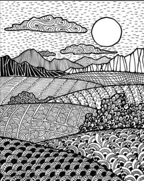 Природа черной ручкой