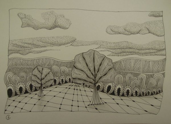 Зентангл-пейзажи с ребенком