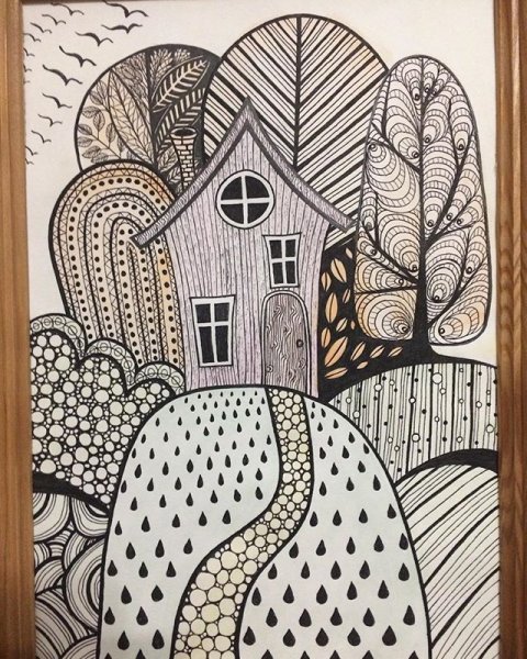 Декоративный графический пейзаж