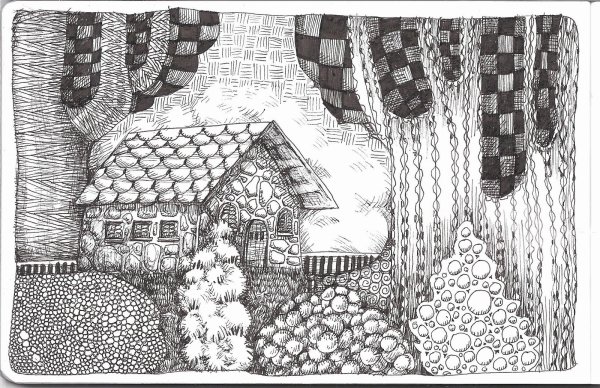 Пейзаж в стиле дудлинг