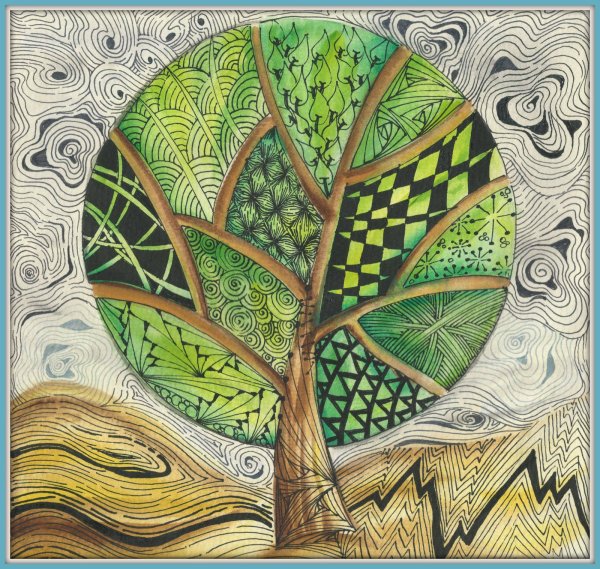 Дерево в стиле Зентангл