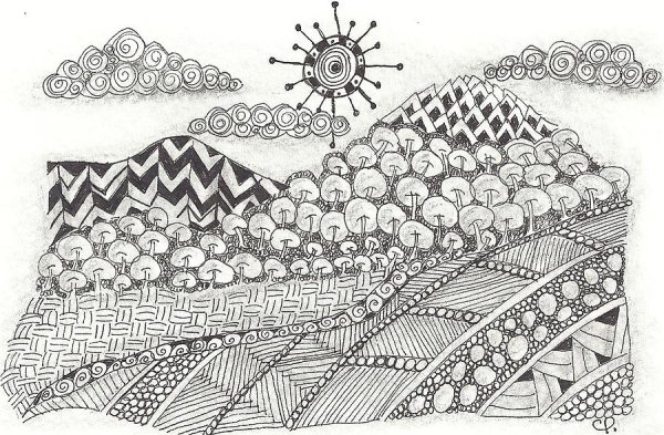 Дудлинг пейзаж для начинающих