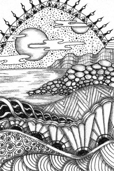 Пейзаж в стиле дудлинг